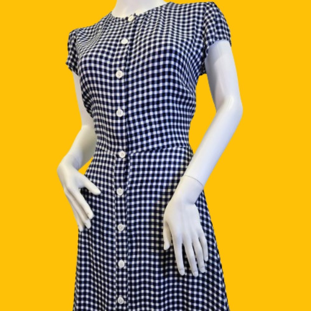 Blue and White Buffalo Patterned Reformation Dress